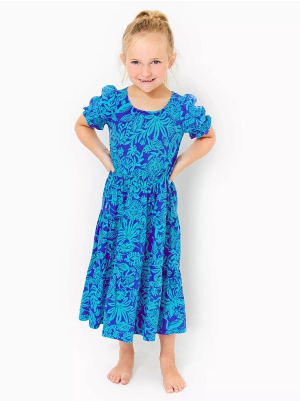 Lilly Pulitzer Dean Midi Dress in Martinique Blue Jungle Girl Size L